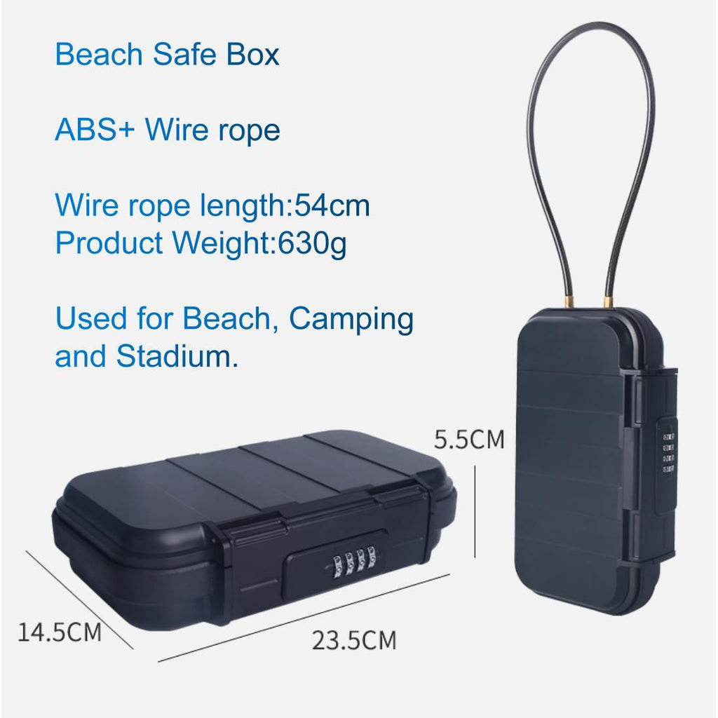 Black ABS portable safe dimensions, weight and cable length