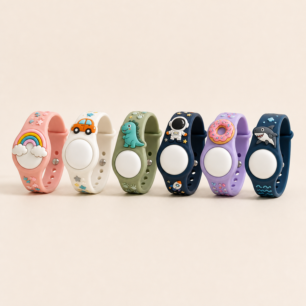 RestAssured Kids AirTag Wristband clean product lineup